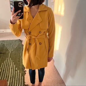 Abercrombie and Fitch Mustard Yellow Drapey Trench Coat Small
